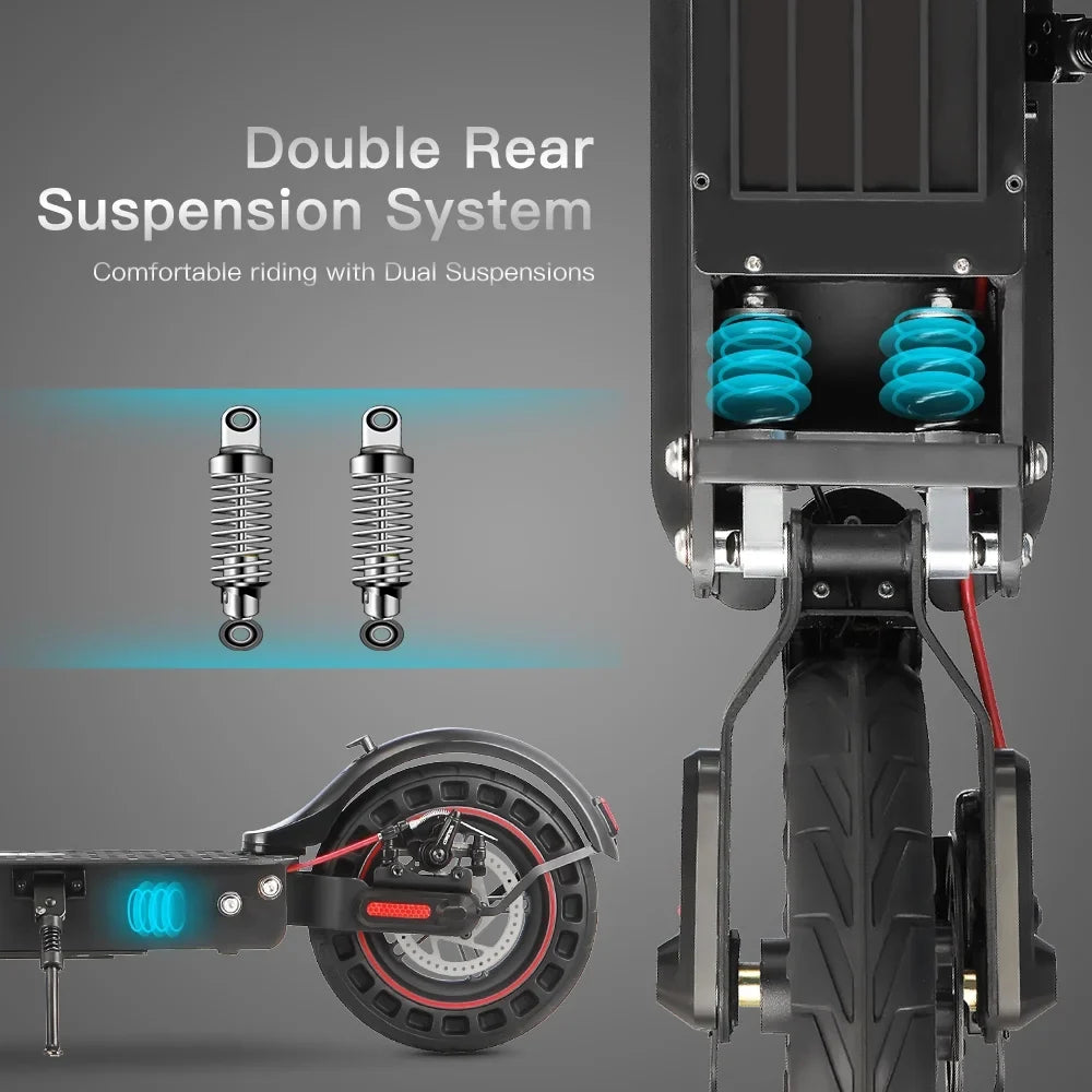 Battery Adults,10 Speed Double Max Foldable System Long-Range with iScooter Braking In Commuting km, 30 Electric 18-25 Tires, Miles Portable and 500 Motor W for Solid Max Scooter,