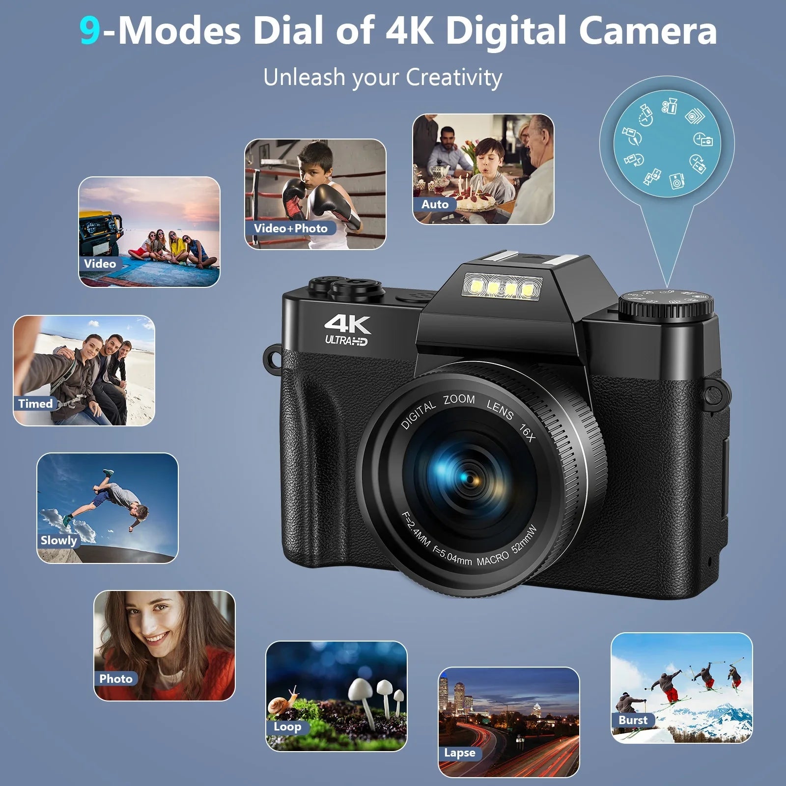 MARVUE Batteries Camera 32GB SD for Camera Digital Youtube Video Vlogging Video Camcorder and Card 48MP with Camera 4K 30FPS 2