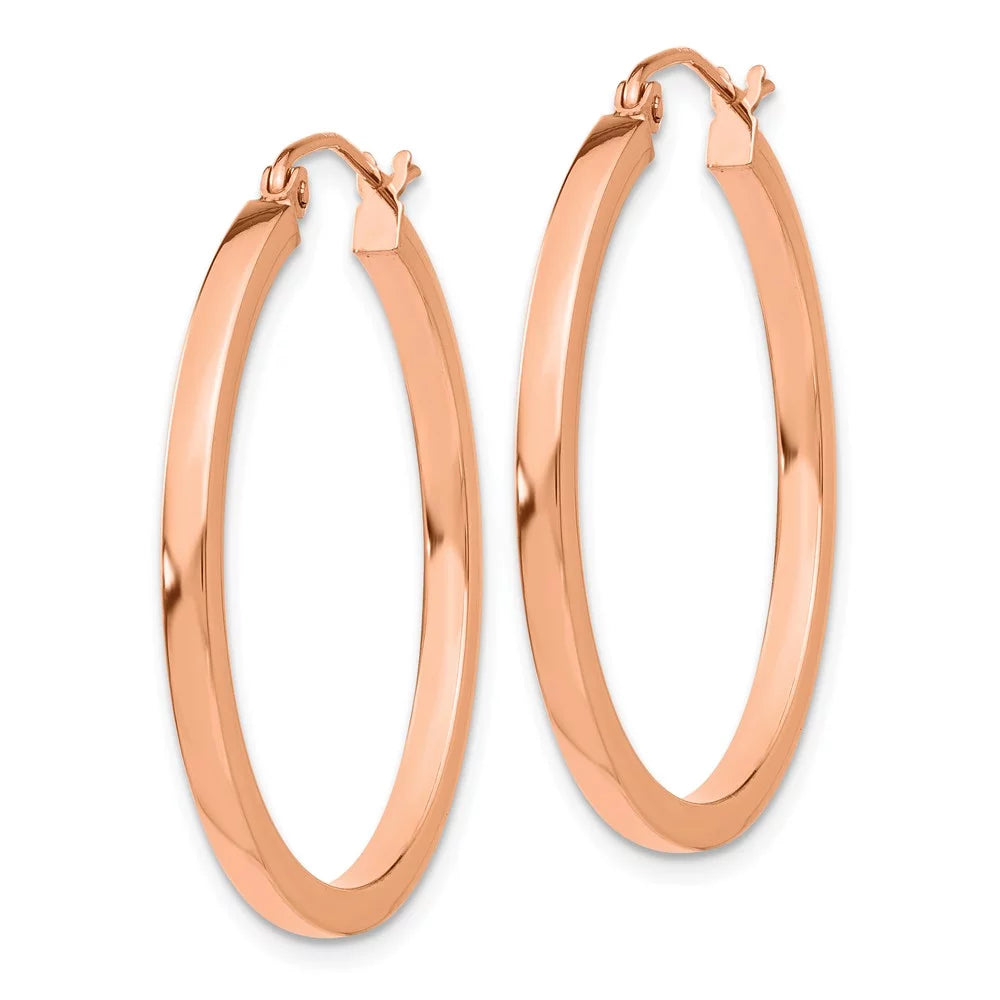 Real Earrings; Princess Tube Rose Lightweight and for for and Square 14kt Adults Teens; Women Gold Men Hoop