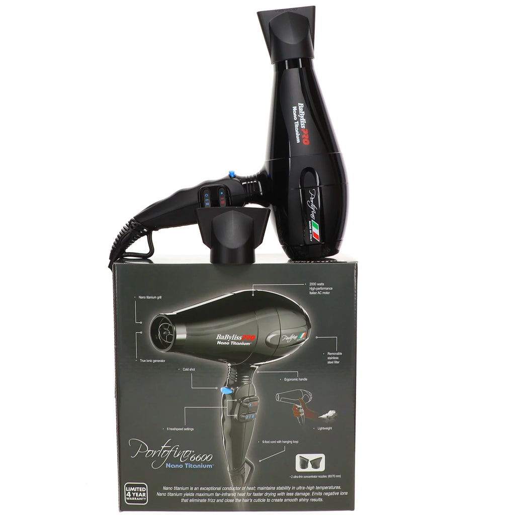 Full-Size Dryer BaBylissPRO Black Titanium Portofino Nano