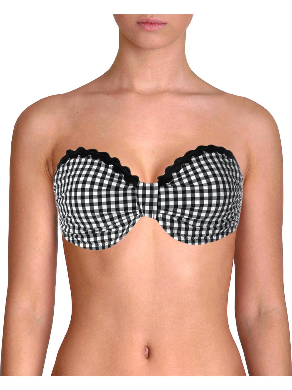 B/W Top Checkered Swim Separates Shoshanna Bandaeu A Womens