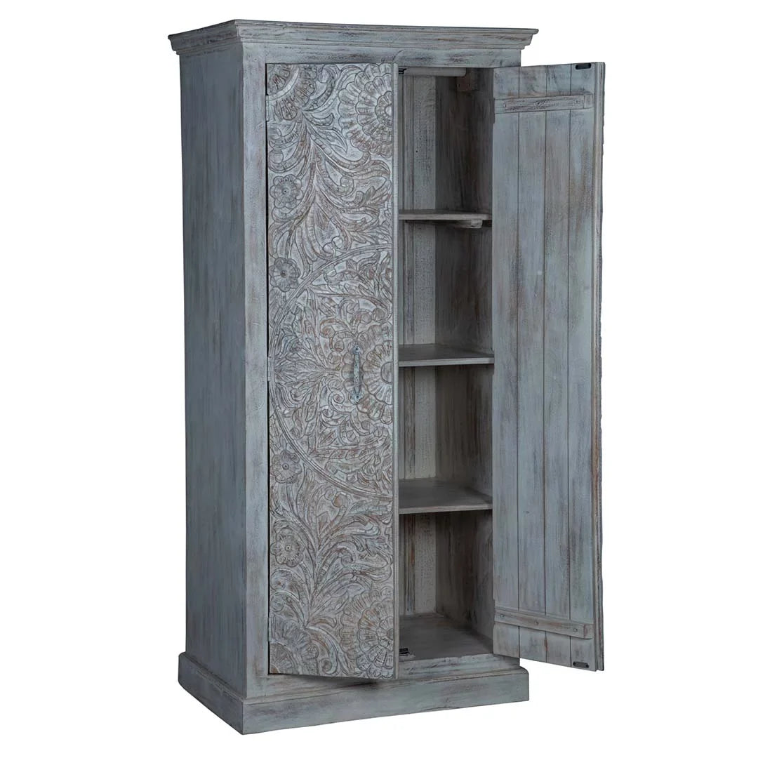 White Chic Carved Shabby Wardrobe Maadze