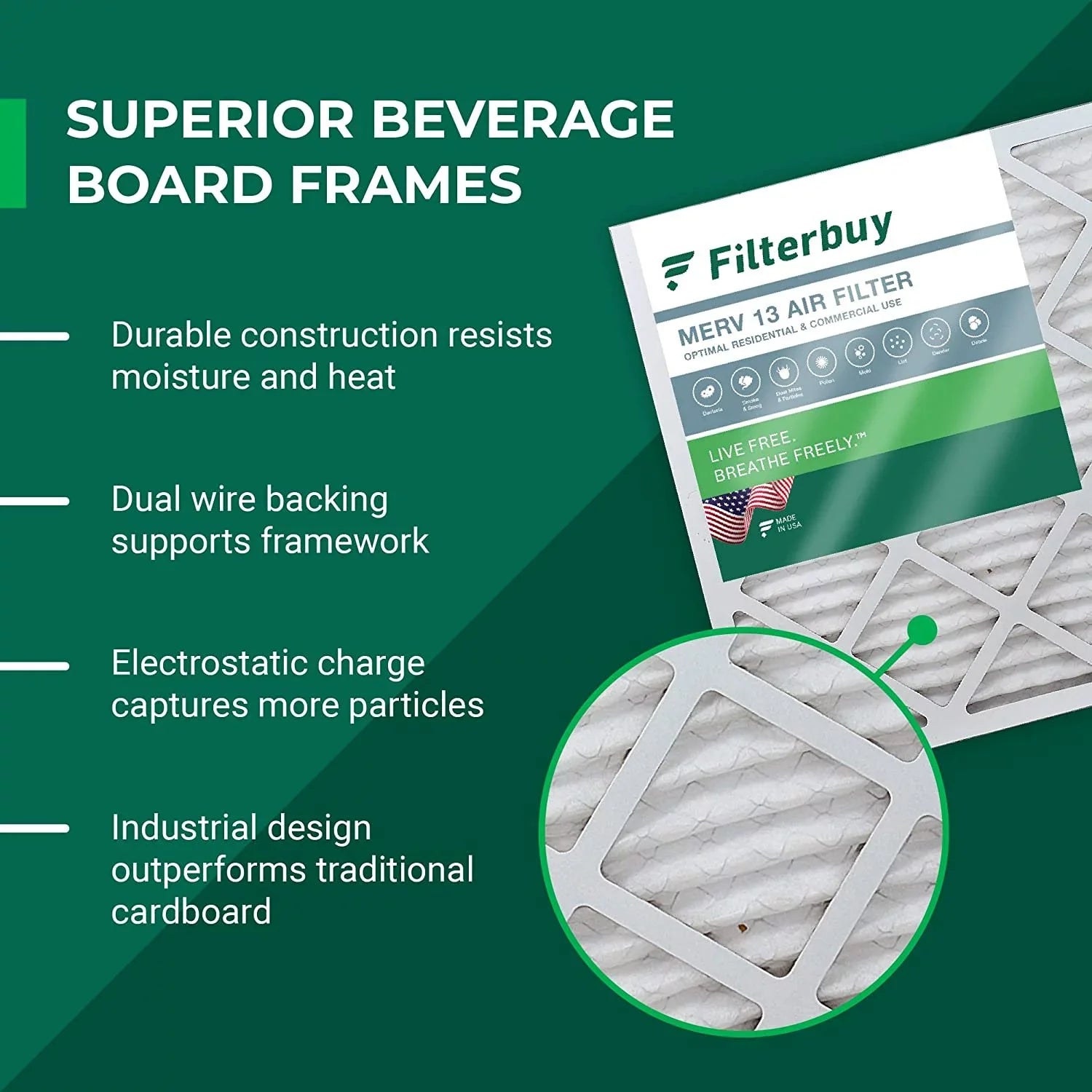 Air 13 HVAC 16x36x2 Filterbuy Pleated (5-Pack) MERV AC Filters Furnace
