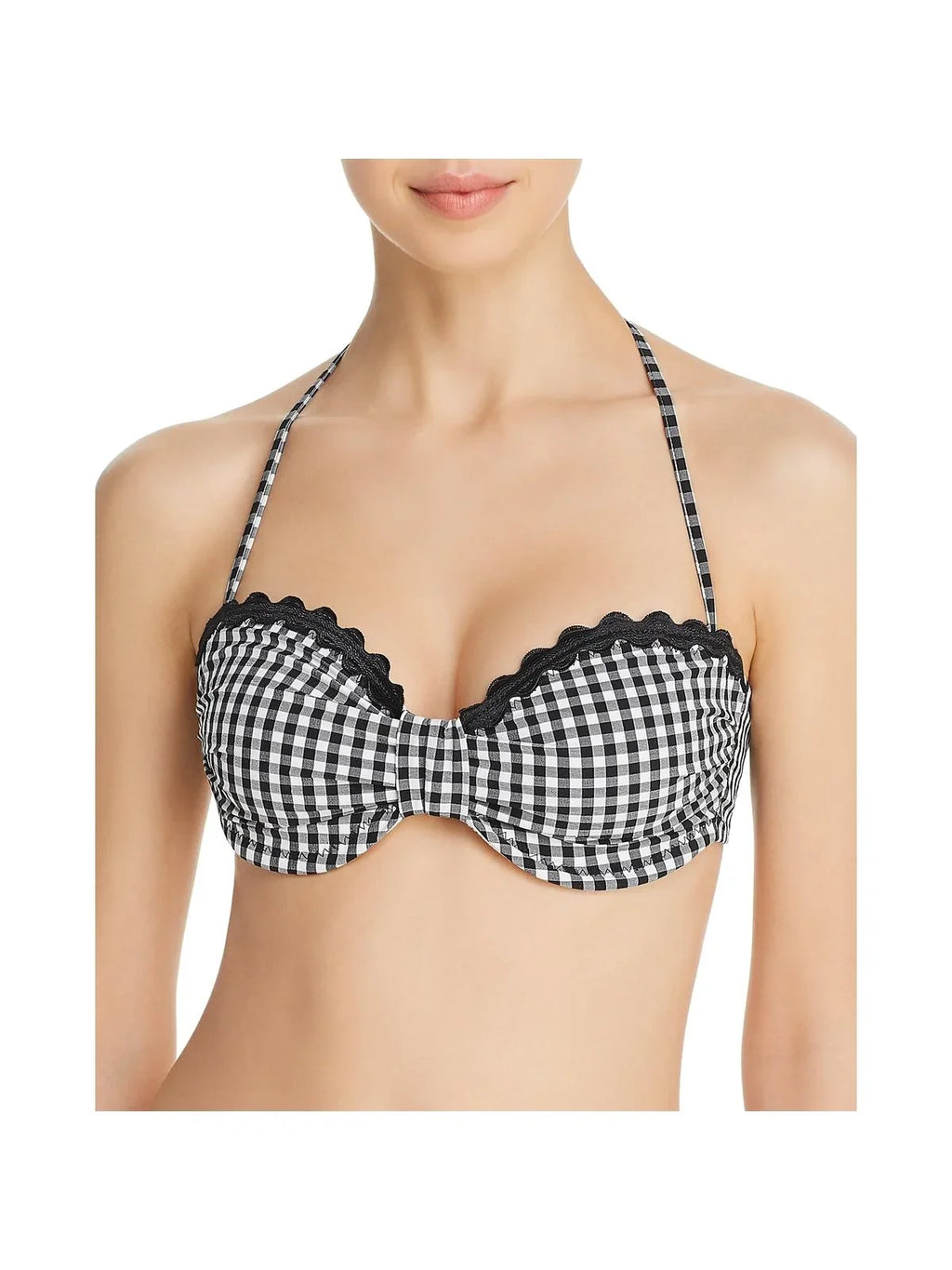 B/W Top Checkered Swim Separates Shoshanna Bandaeu A Womens