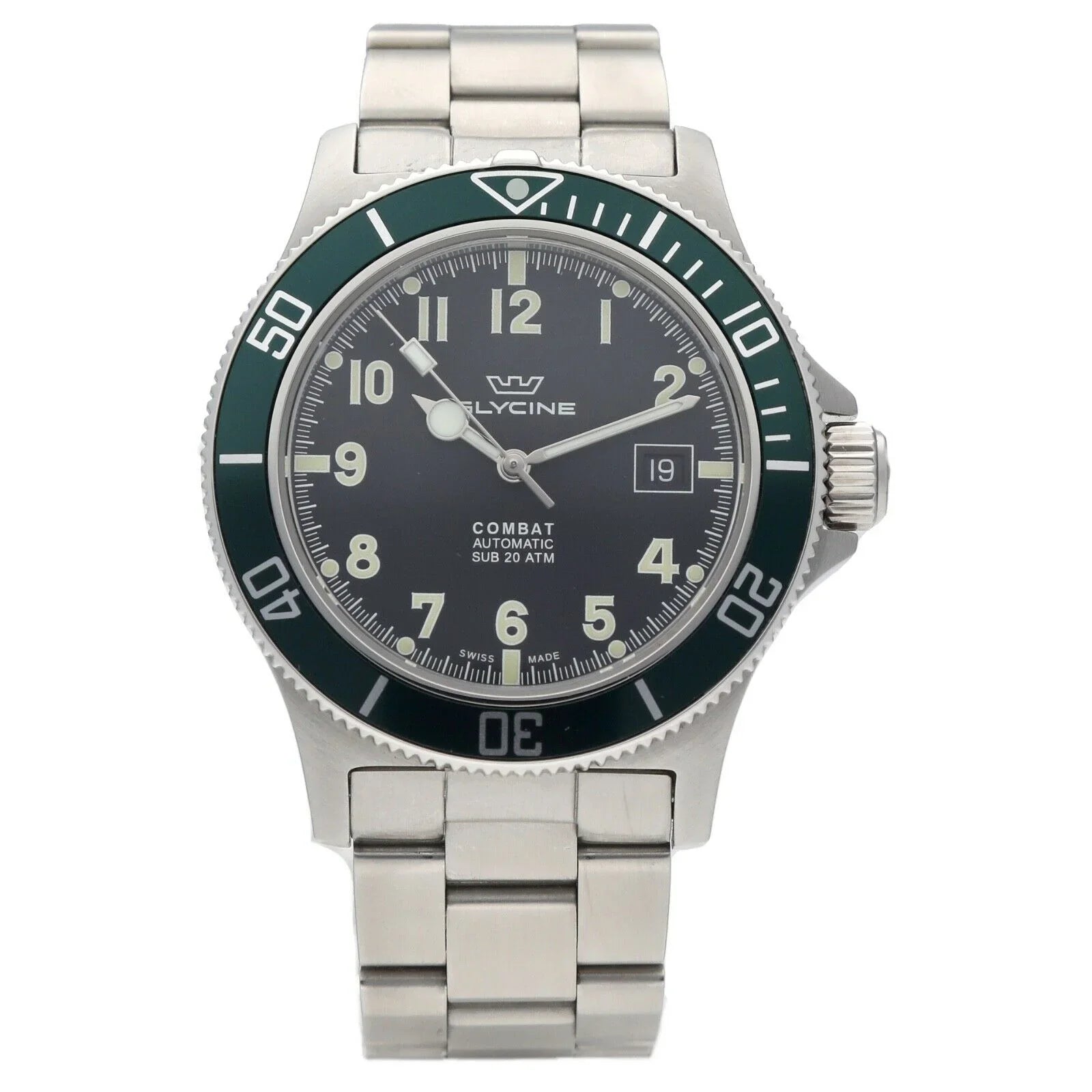 Men's Bezel Steel GL.0253 Green 42mm Combat Automatic Stainless Watch Glycine