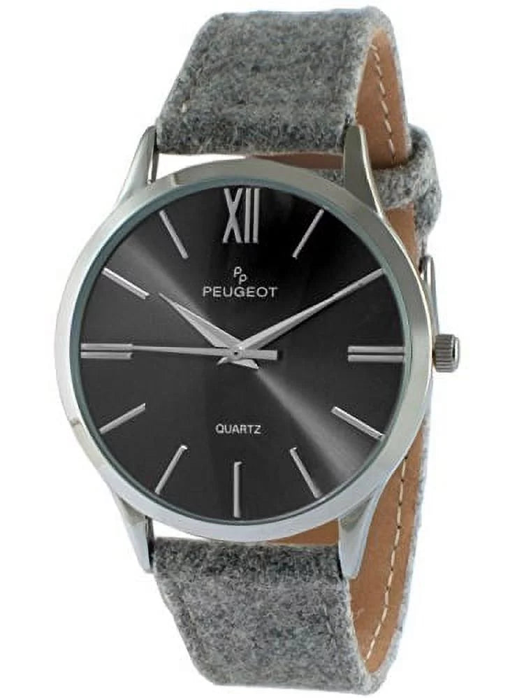 Watch Case Grey Silver Wool Slim Strap