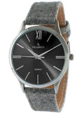 Watch Case Grey Silver Wool Slim Strap