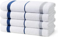 '- Beach Pcs - Kaufman Towels (Navy) GSM Horizontal - - X Luxury Sailor 4 4-Pack Stripes 30in Terry 60in 400 Towels Pool - of Hotel Set