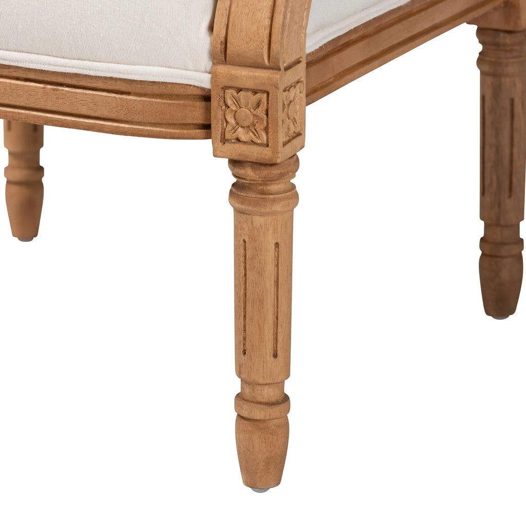 Fabric Traditional Studio Garridan French Accent Baxton Finished Honey Oak and Chair Beige Wood