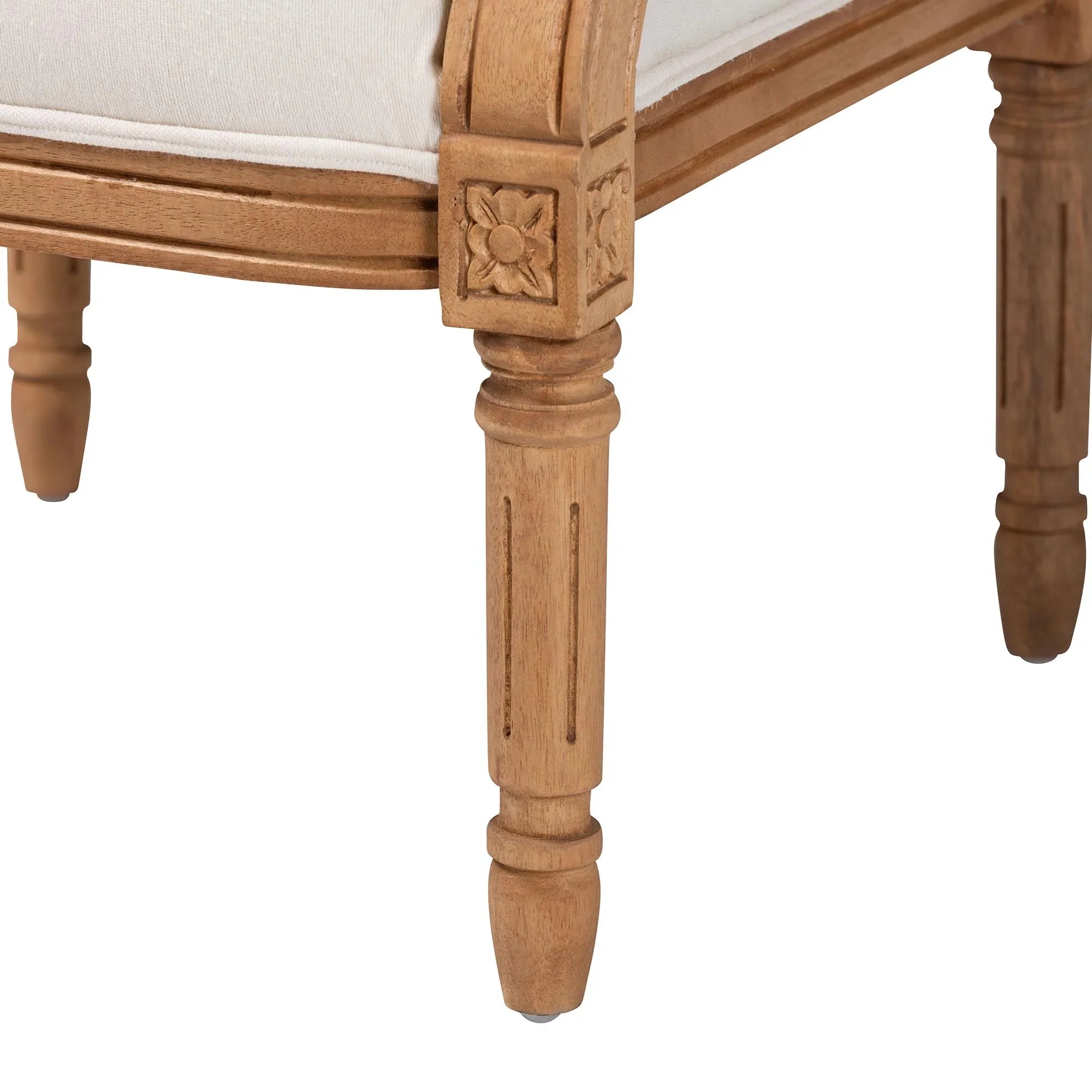 Fabric Traditional Studio Garridan French Accent Baxton Finished Honey Oak and Chair Beige Wood