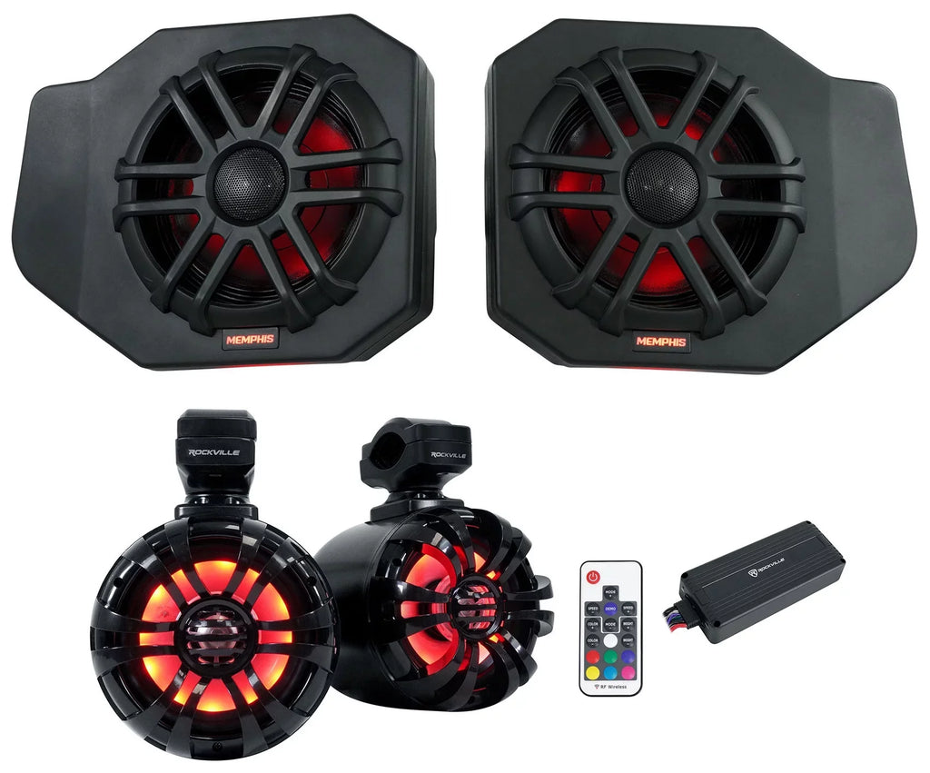 Pods+LED Speakers+Amp Audio RNGR65FE 2018+ Memphis Tower Polaris Pair Ranger For