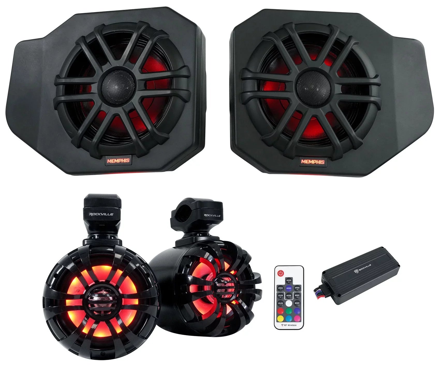 Pods+LED Speakers+Amp Audio RNGR65FE 2018+ Memphis Tower Polaris Pair Ranger For