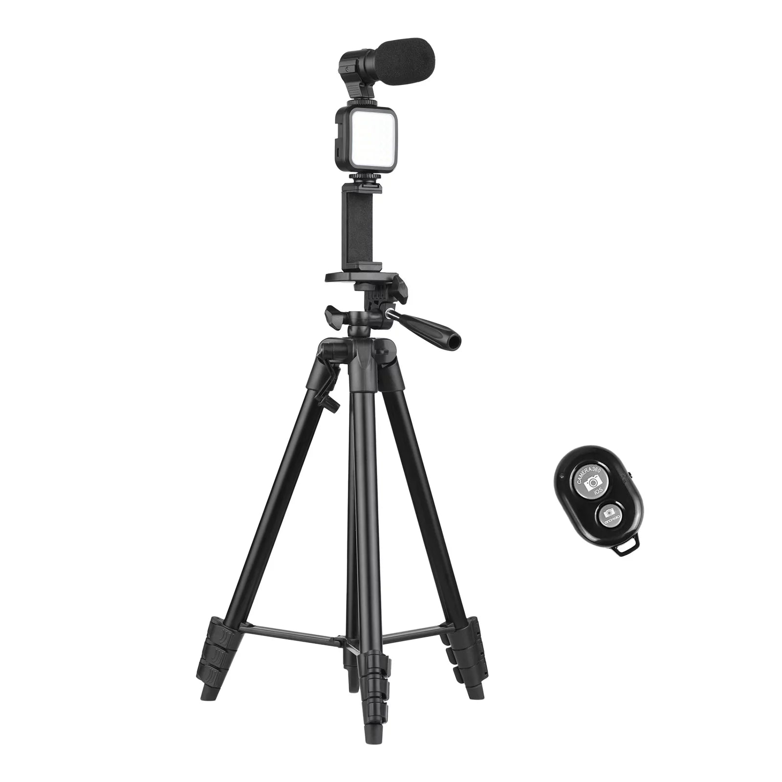 Clip, Microphone, with Light, for Production, Recording, Video - Smartphone Remote Microfilm LED Streaming Vlogging 53-Inch Tripod and and Live Control Includes Kit