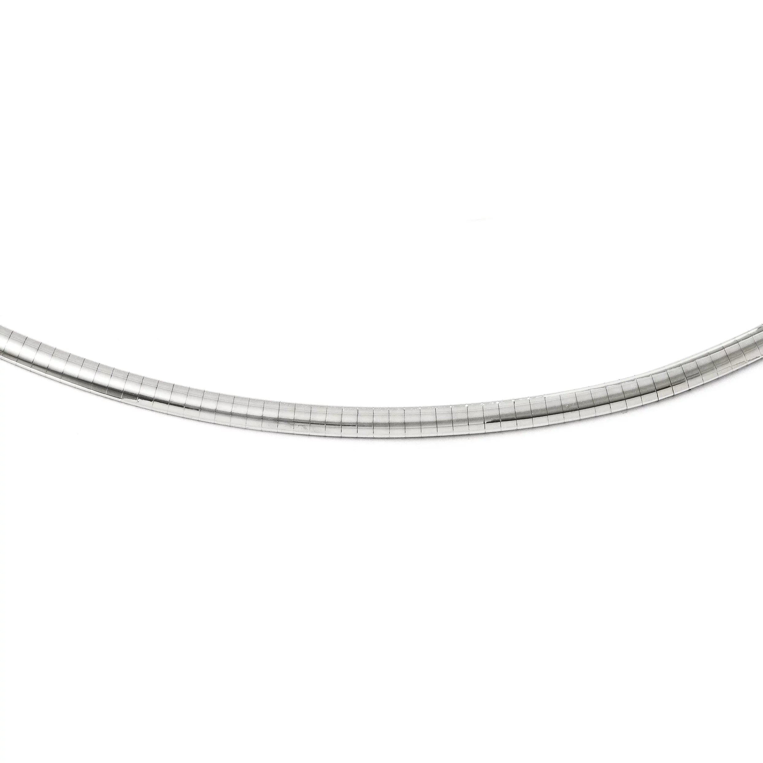 4mm Omega 14K Domed White Gold Necklace