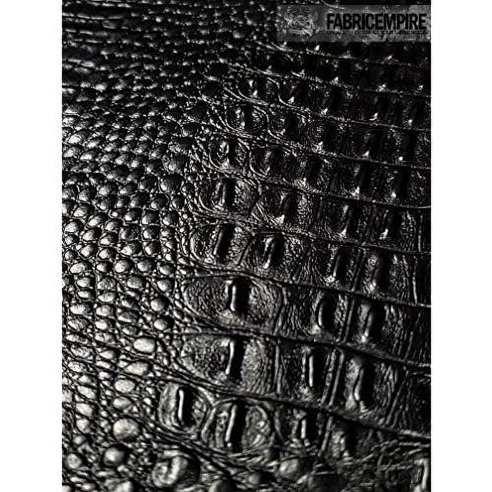 Vinyl Wide Fabric Leather Sold Black) By Yard Upholstery Glossy (SEMI Crocodile Fake 54" The