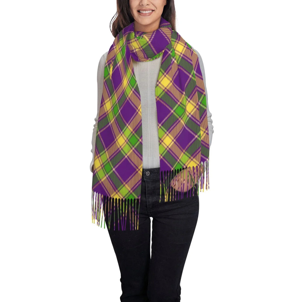 Soft Winter Warm Gras Print Women Cashmere Bingfone Scarf Plaid Mardi Large Wrap Gifts- Feel Elegant For Scarves Shawl Art