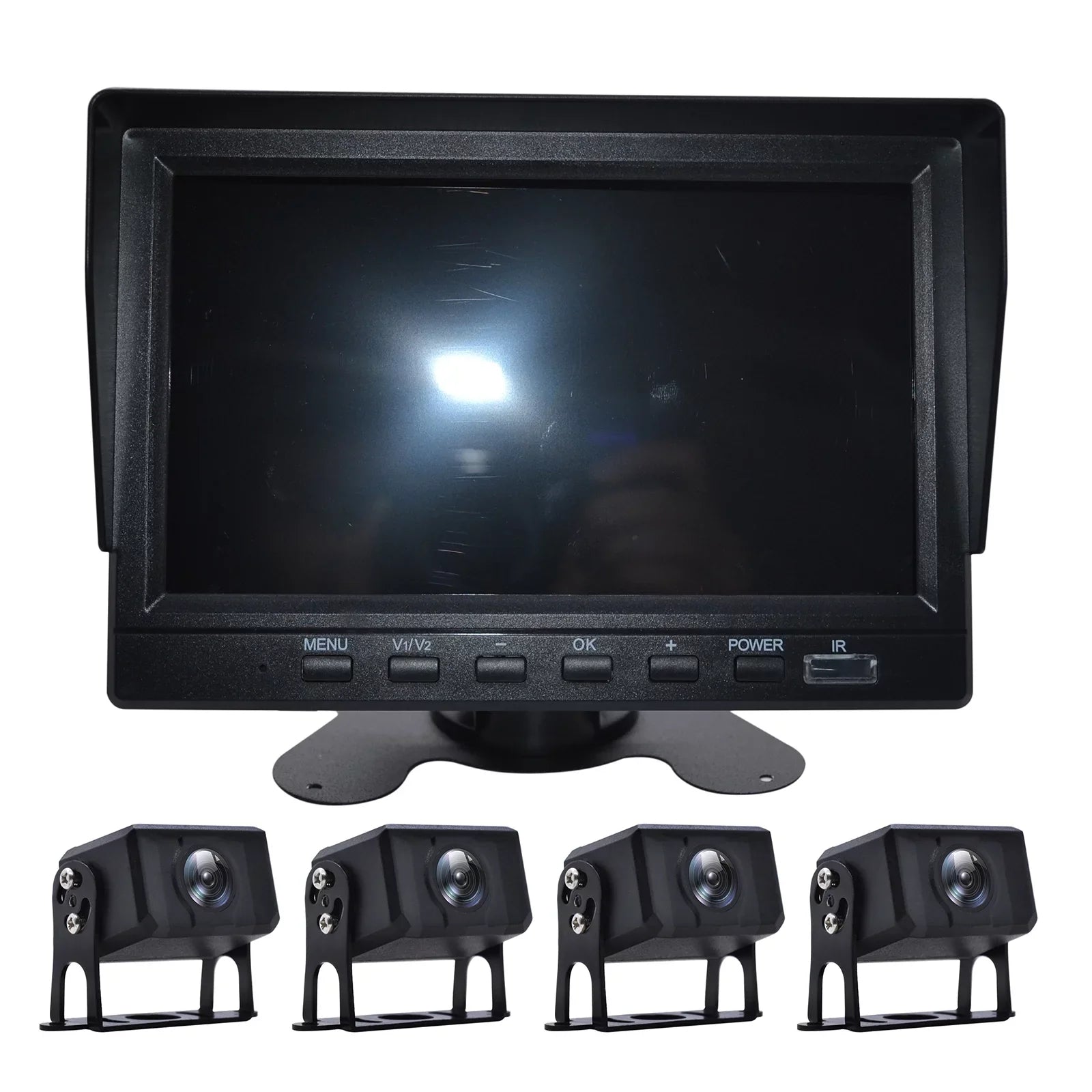 DVR RV Monitor Bus+4 View Rear Recorder Camera Video Driving for 7" Truck Backup