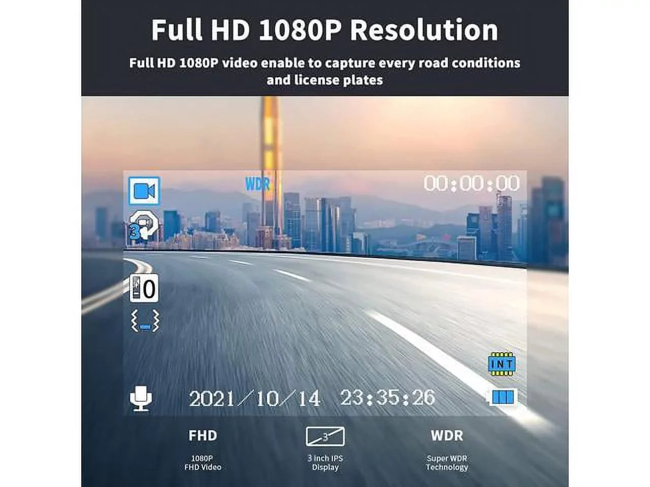 170° 1080P LCD Motion Cam Dashcam Detection, Display, G-Sensor, Wide Camera Full Mode, 3" Mounting Night WDR, Angle Vision, Cars Dash Options, HD, Video with Recorder Parking 2 On-Dashboard for