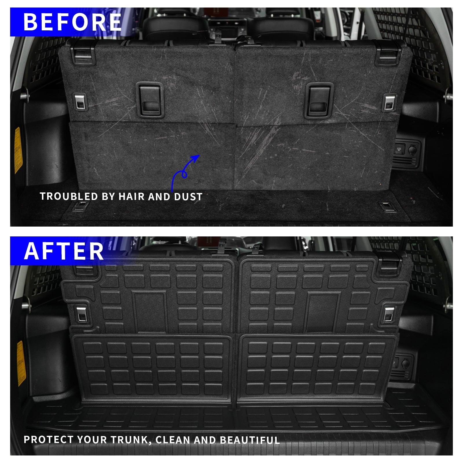 Fit Trunk Row 7 2010-2023 Liner Accessories Toyota Backrest Mat 4Runner (3rd Seats Mat) Mats+Trunk Cargo