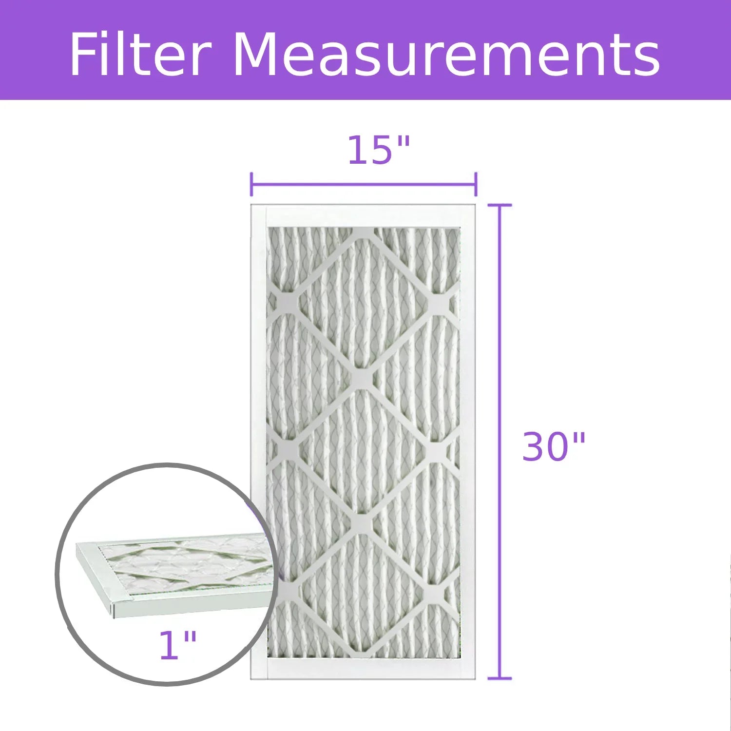 Extended 8, (6 Surface Purolator Pack) Air 15x30x1, Mechanical Filter, Pleated DMK80 MERV