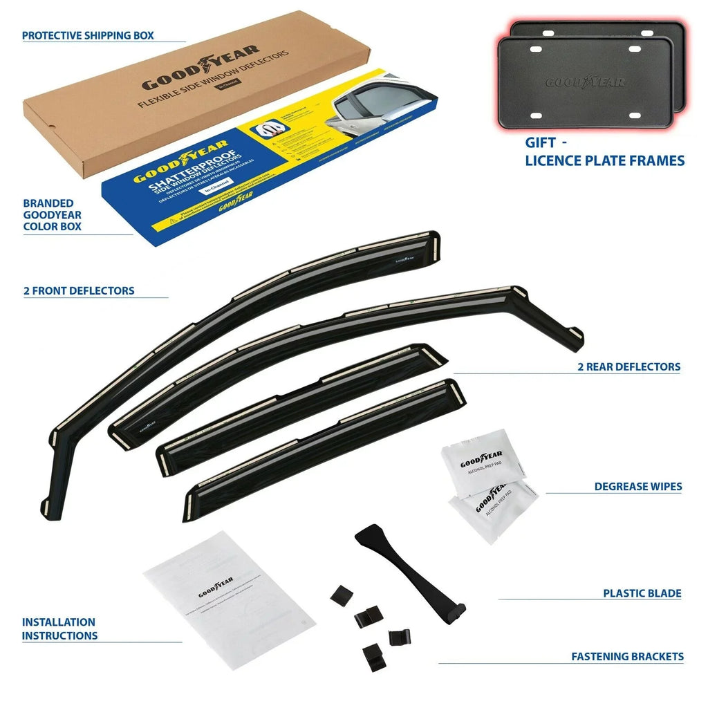 Visors Guards, for Escape 4 Vent Goodyear for - Deflector, Cars, Window Ford 2020-2024, GY003472 in-Channel Car Accessories, Deflectors Shatterproof pcs Window Rain