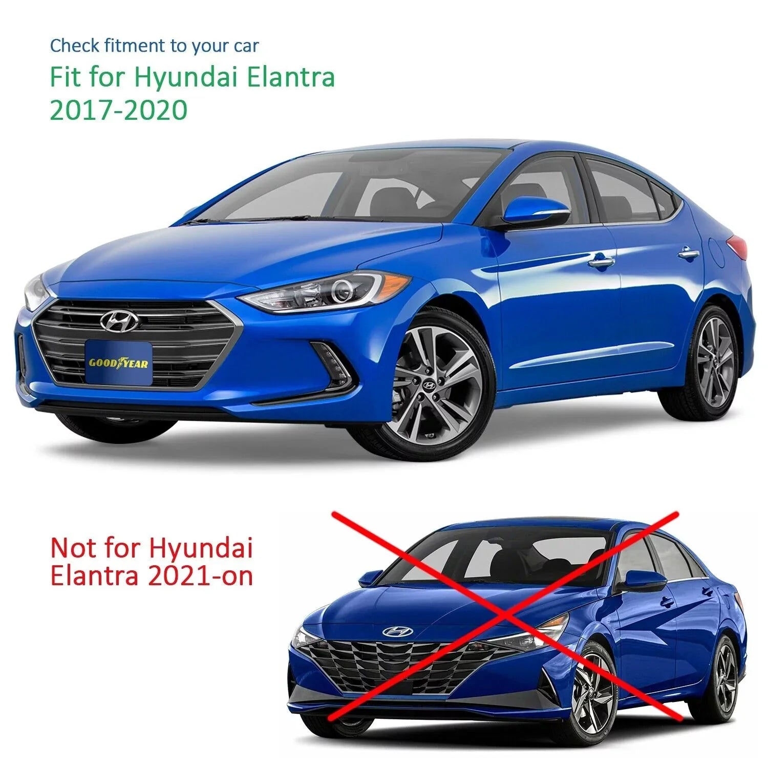 pcs for Guards, - GY003459LP Deflectors Window Accessories, 2017-2020, Visors Rain 4 Hyundai for Vent Window Car Shatterproof Goodyear Deflector, Elantra Cars, in-Channel