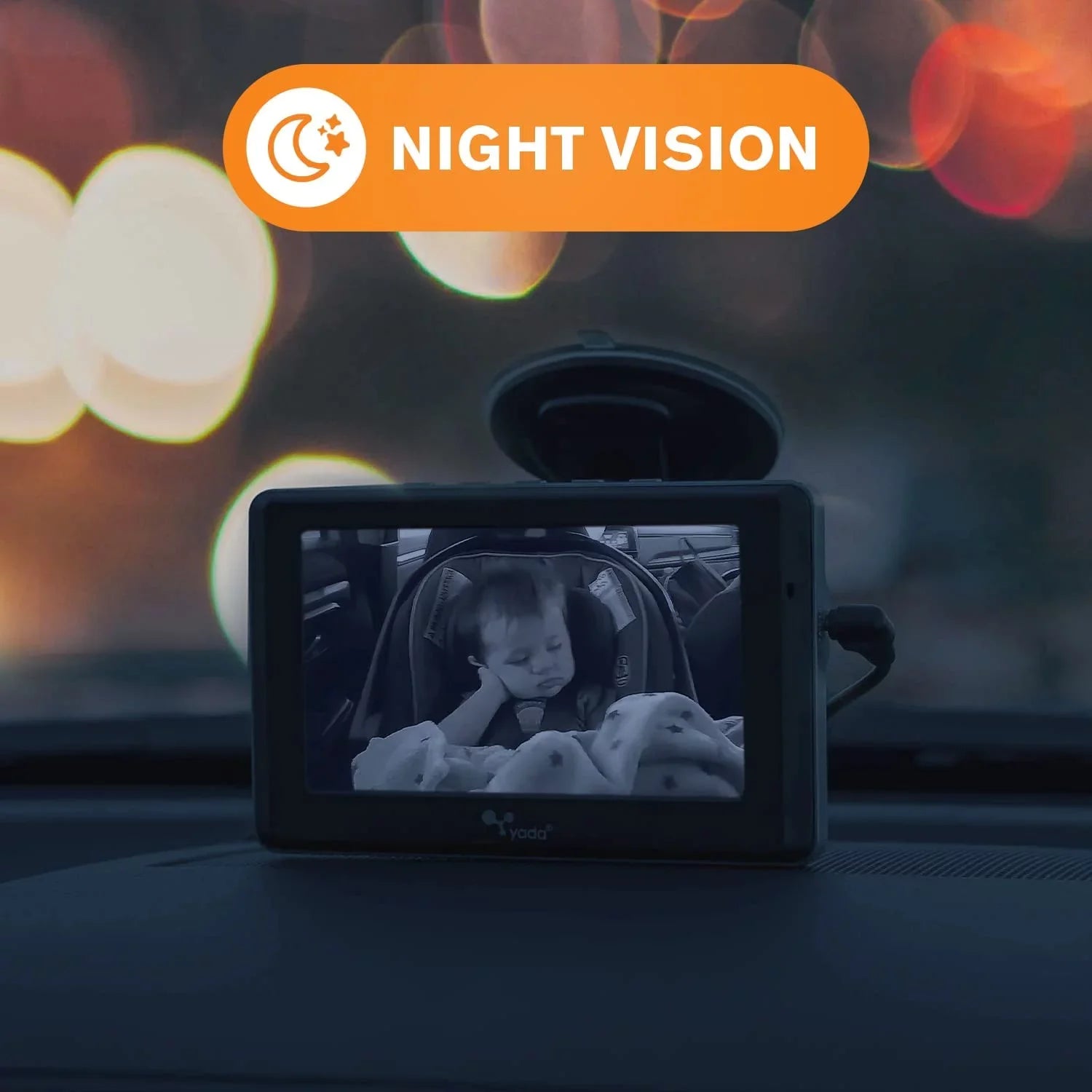 Mounts , Digital Universally 4.3 Headrest Cam, Transmission, with Vision onto Compatible, Display, and/or Portable Night Baby Wireless Car Yada Monitor Windshield