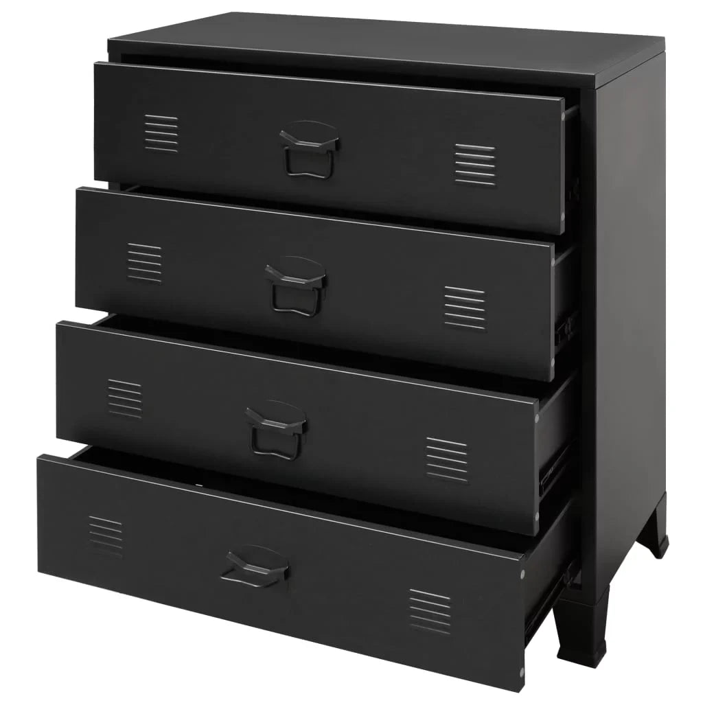 Metal Black Chest 36.6 D Entryway x Inches x with Room Side Industrial 15.7 Dresser Anself H) Furniture 4 Handles End x Living Drawer (W Decor x Bedroom 30.7 Cabinet Storage Hallway Style