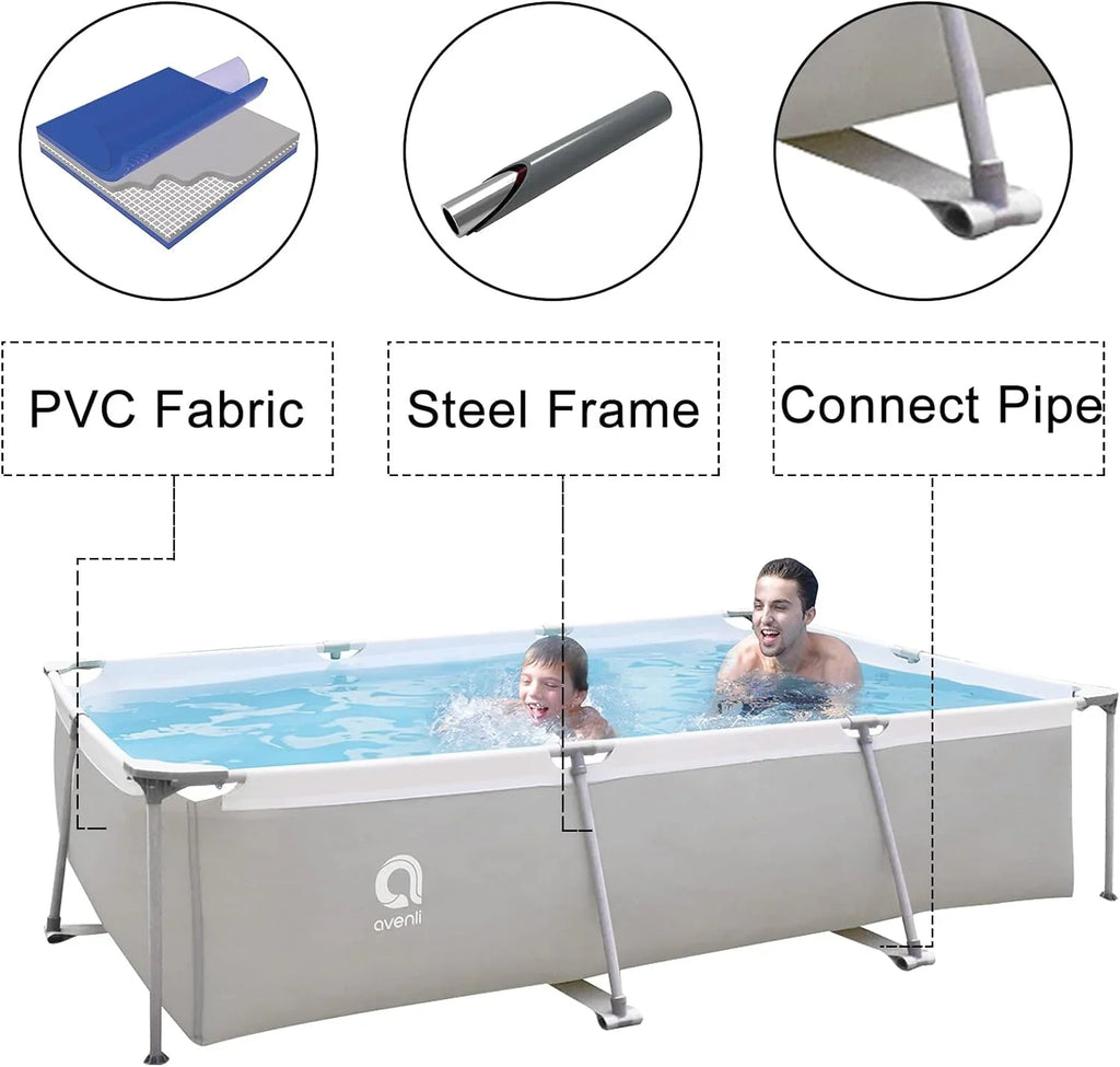 10FT for 6.8FT Frame Outraveler Swimming Above Rectangular Swimming Outdoor Family, Steel X Pool Ground Pool