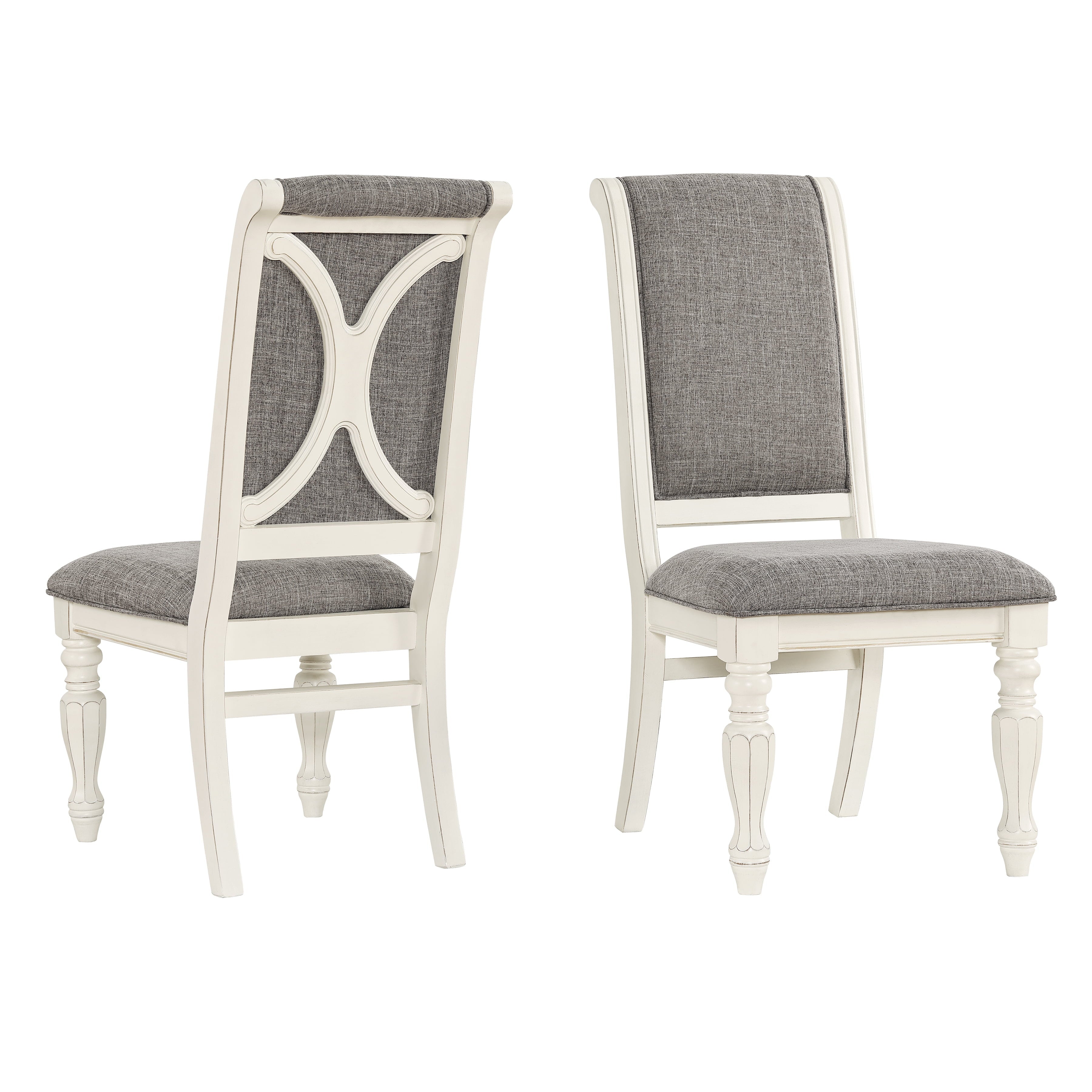 Country White Weathered Oak Belleza Finish French Set Furniture Roundhill and Antique Dining 5-Piece in