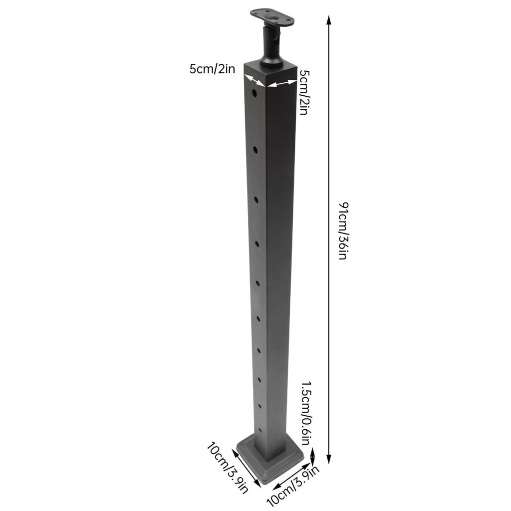 Concrete Railing Stainless Square Pre-Drilled Cable Sides Cable for Level Deck Two Post 36''x2''x2'' Wood Fence System Level Steel Post Railing