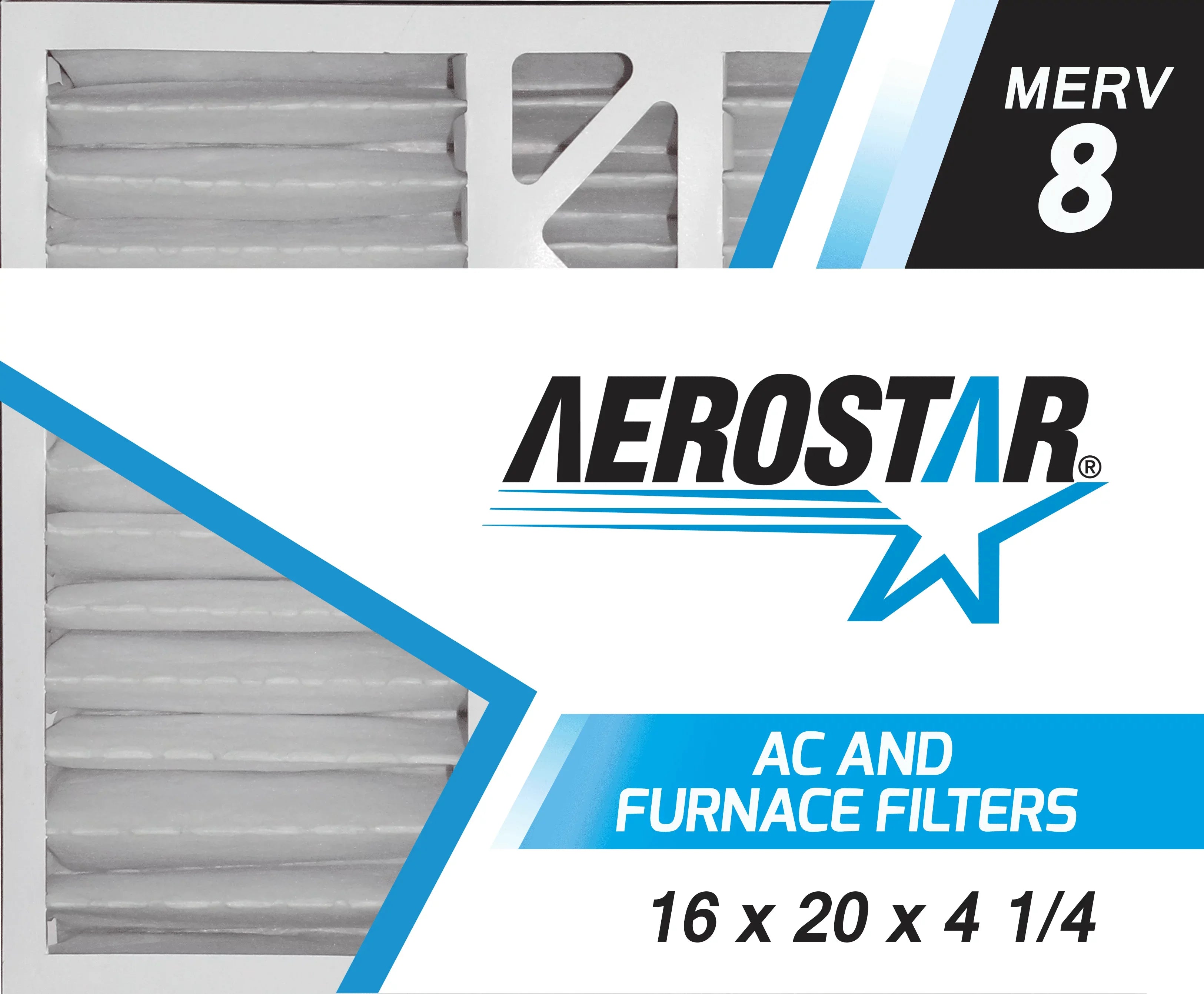 8, Carrier Replacement Aerostar Pleated 1/4 16x20x4 Box of 1/4, 2 MERV Filter, 16x20x4 Air