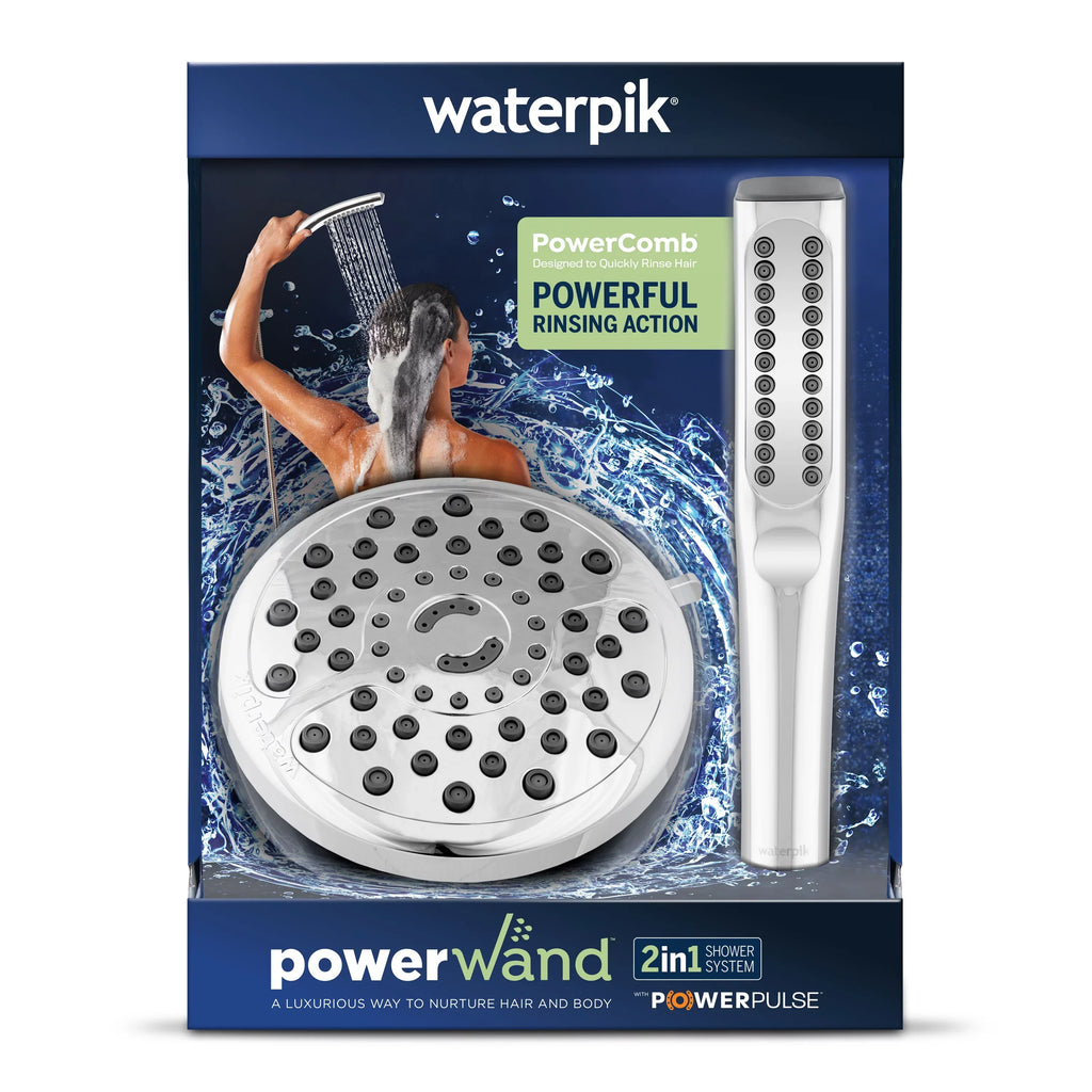Shower Waterpik Chrome, Spa Massage, Combo with PowerWand XIB-633E-SBX-183ME PowerPulse
