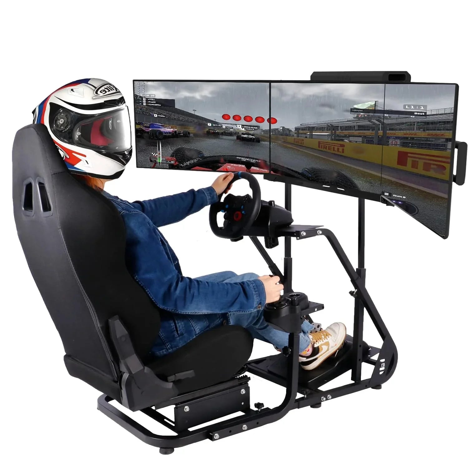 Frame Simulator Stand TV Stand Frame fit Adjustable Cockpit Cockpit Monitor Thrustmaster,Fanatec, Logitech Bracket Seat G27 G25 G923, Cockpit Display G29 Racing for G920 Racing FEIRO Without for