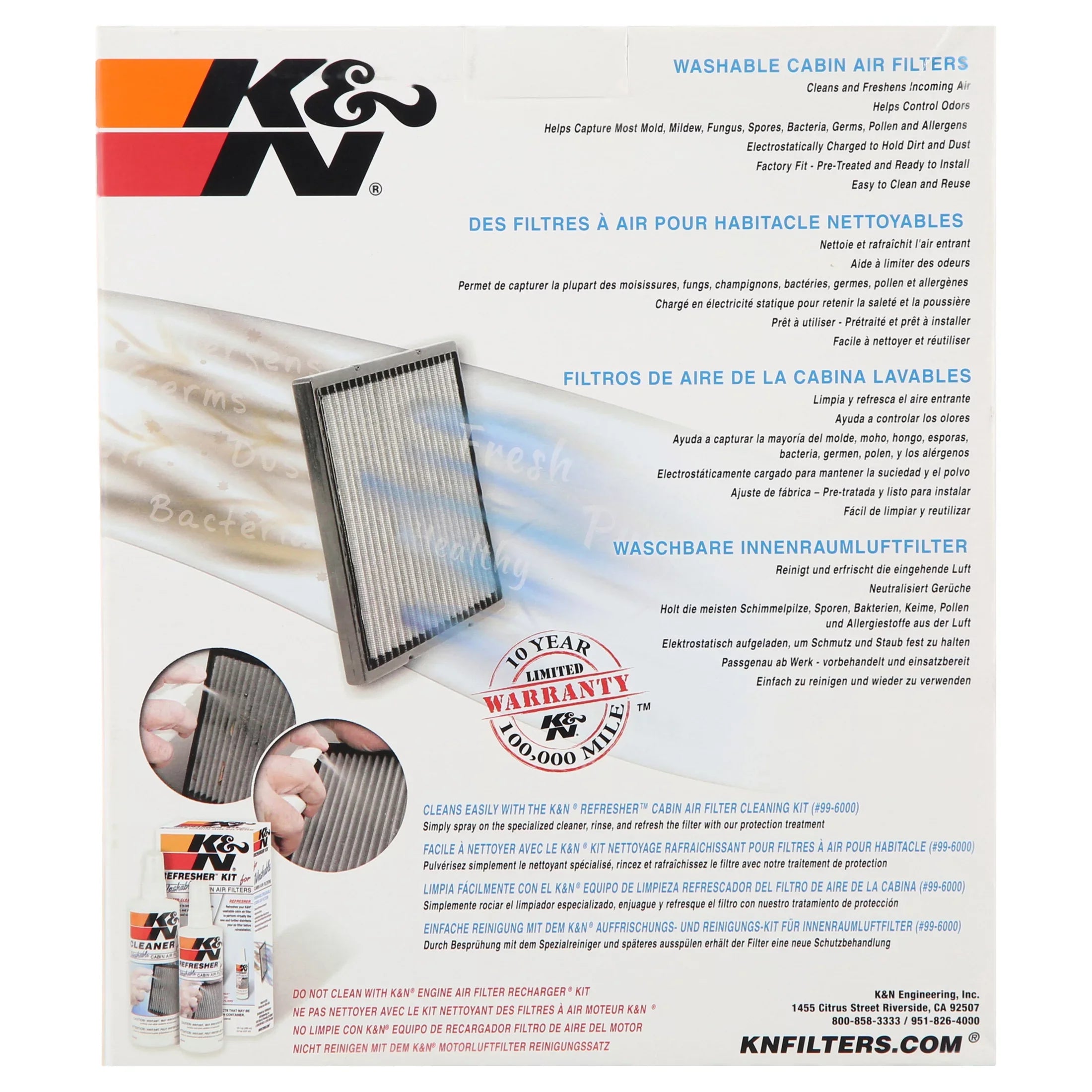 Air Hyundai & Cleans Cabin Reusable Washable and Air Filter Kia, Incoming your K&N VF2014 Freshens for