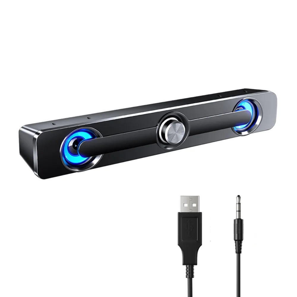 111 match Speaker Blue Subwoofer Wired USB Decoration Stereo V Powerful Bar All Andoer Bass Light, LED Speaker Computer