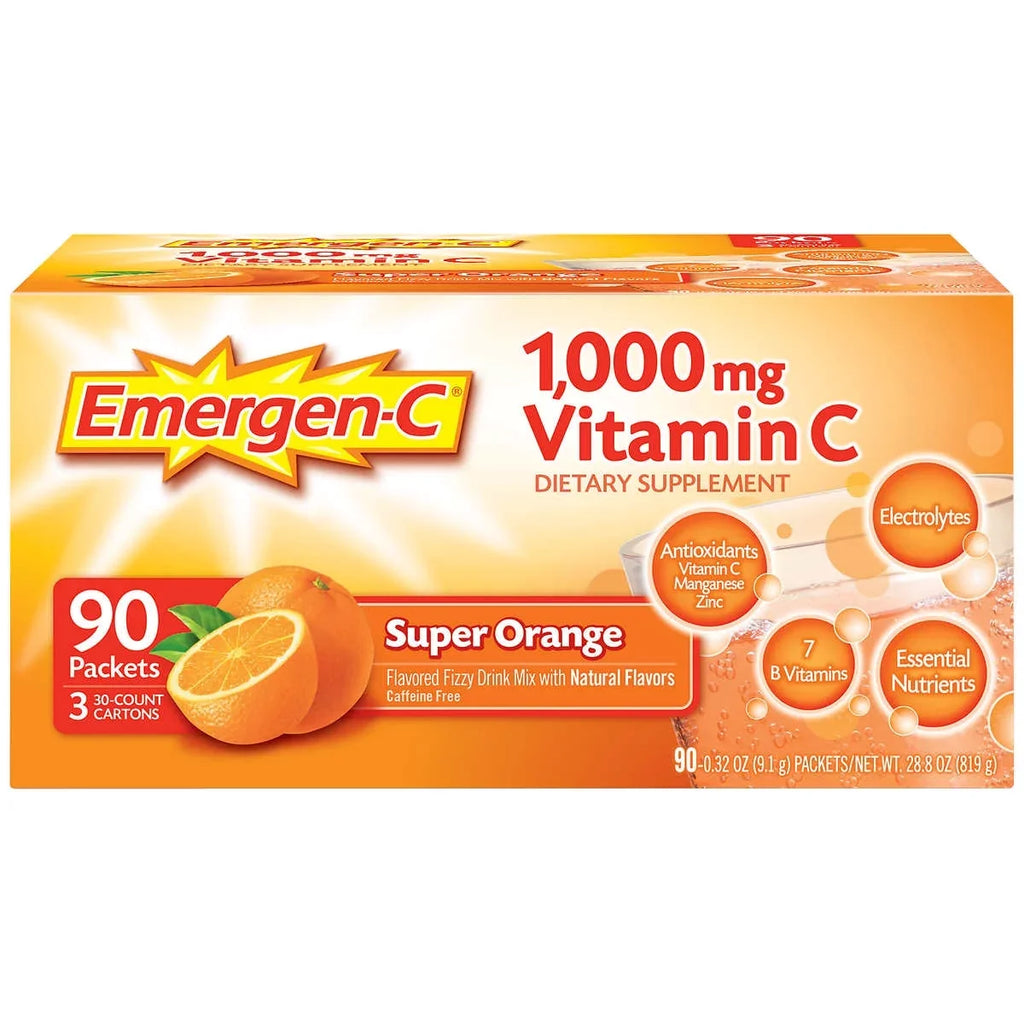 Flavor Super Drink C 1,000 90 Packets Vitamin Orange Mix, Emergen-C mg.
