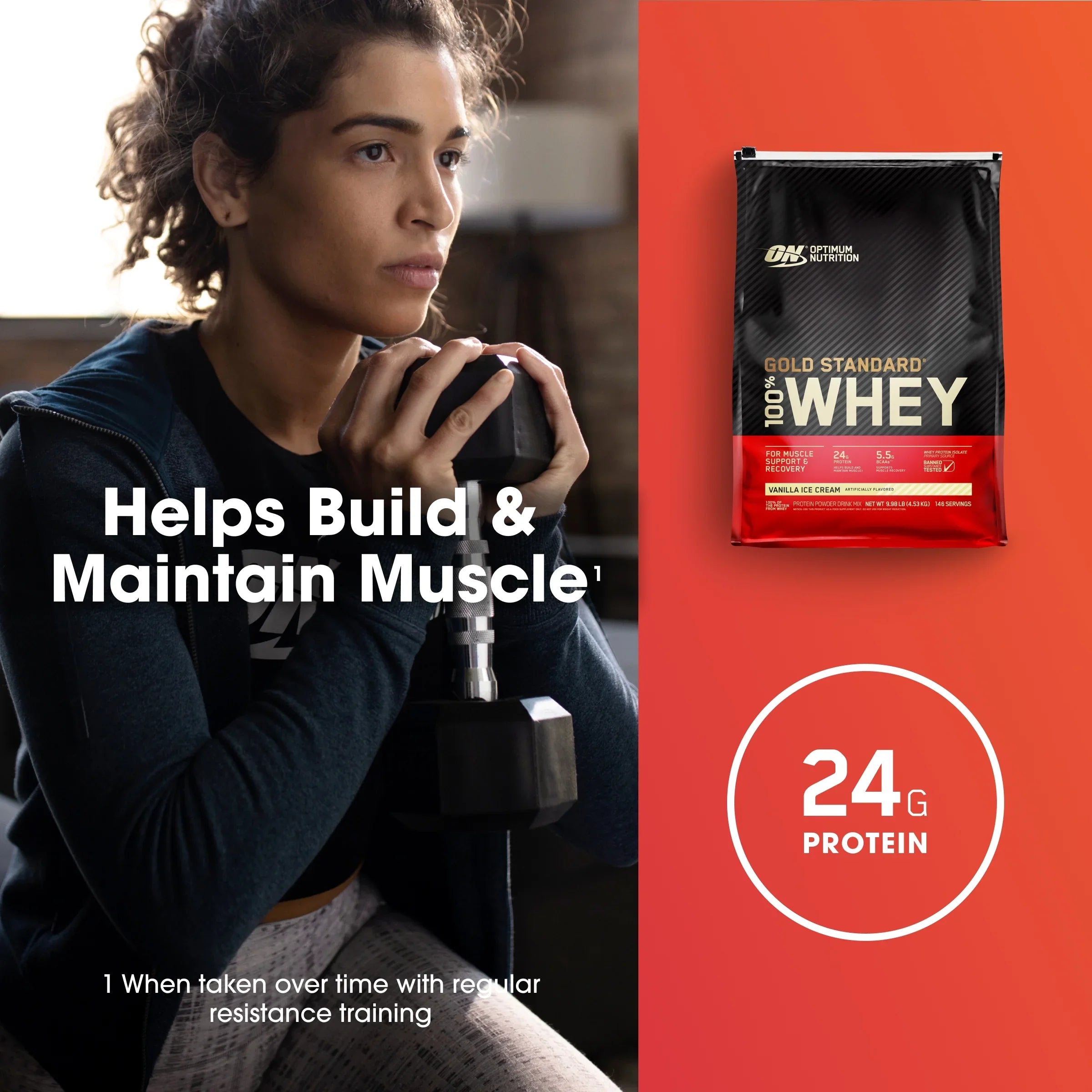 Gold Protein Ice Optimum Cream, Vanilla lb, Nutrition, 9.98 Servings Powder, Whey Standard 100% 146