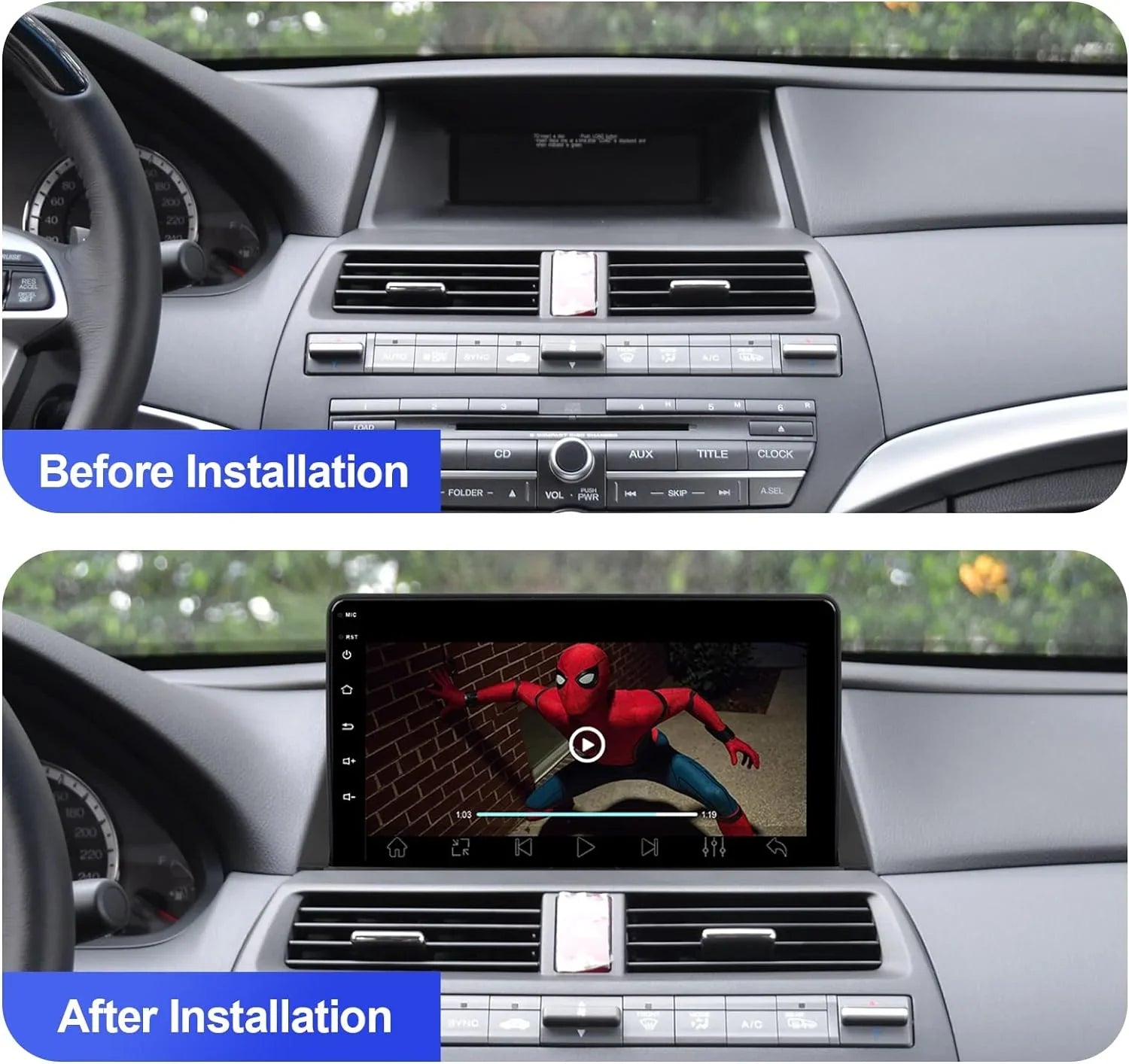 Double with 10 10.1 2009 IPS Accord for Backup Support Car Carplay GPS Din Touchscreen Navi THONZER 2010 Car BT Android FM 2008 Radio Camera 2+32G Auto 2011 8th Screen Stereo Android & Honda inches