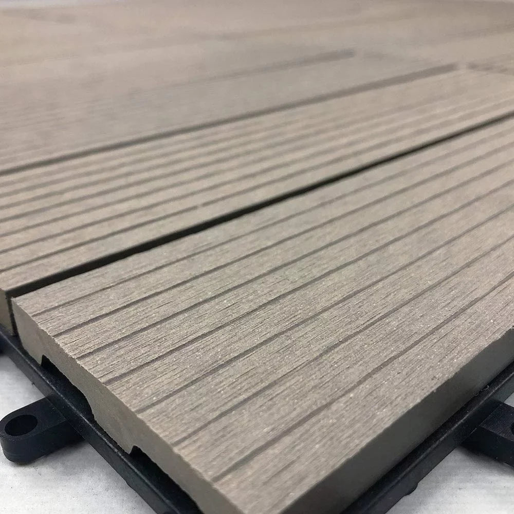Tiles Pcs) Easy RevTime (9 x x 3/4”, Wood-Plastic DIY 12" 12" Gray Deck