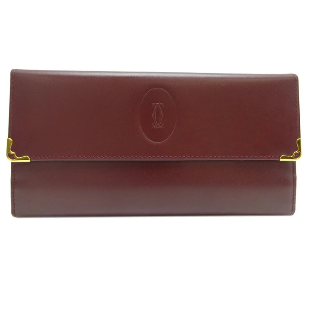 (Good) Women's Mastline Bordeaux (Red) Wallet Cartier Pre-Owned Long Leather
