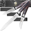 3.5-Inch Forged Bird's Paring 5.5-Inch & Knife 7Cr17MoV Samurai Steel 2.75-Inch Kessaku Set - Guards - High Handle Pakkawood - with Series Beak Blade Carbon Utility Stainless Tourne &