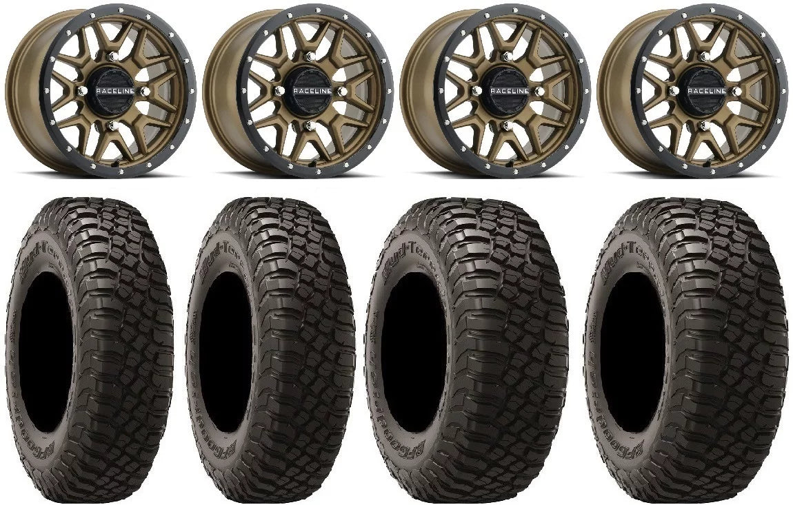 Krank Defender Outlander KM3 Renegade 27" Raceline BFG 14" Can-Am Maverick Tires Wheels Commander Bronze