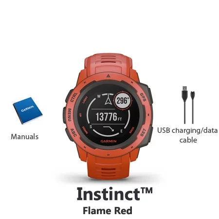 Flame Garmin Restored Watch Red Outdoor (Refurbished) Instinct GPS Rugged