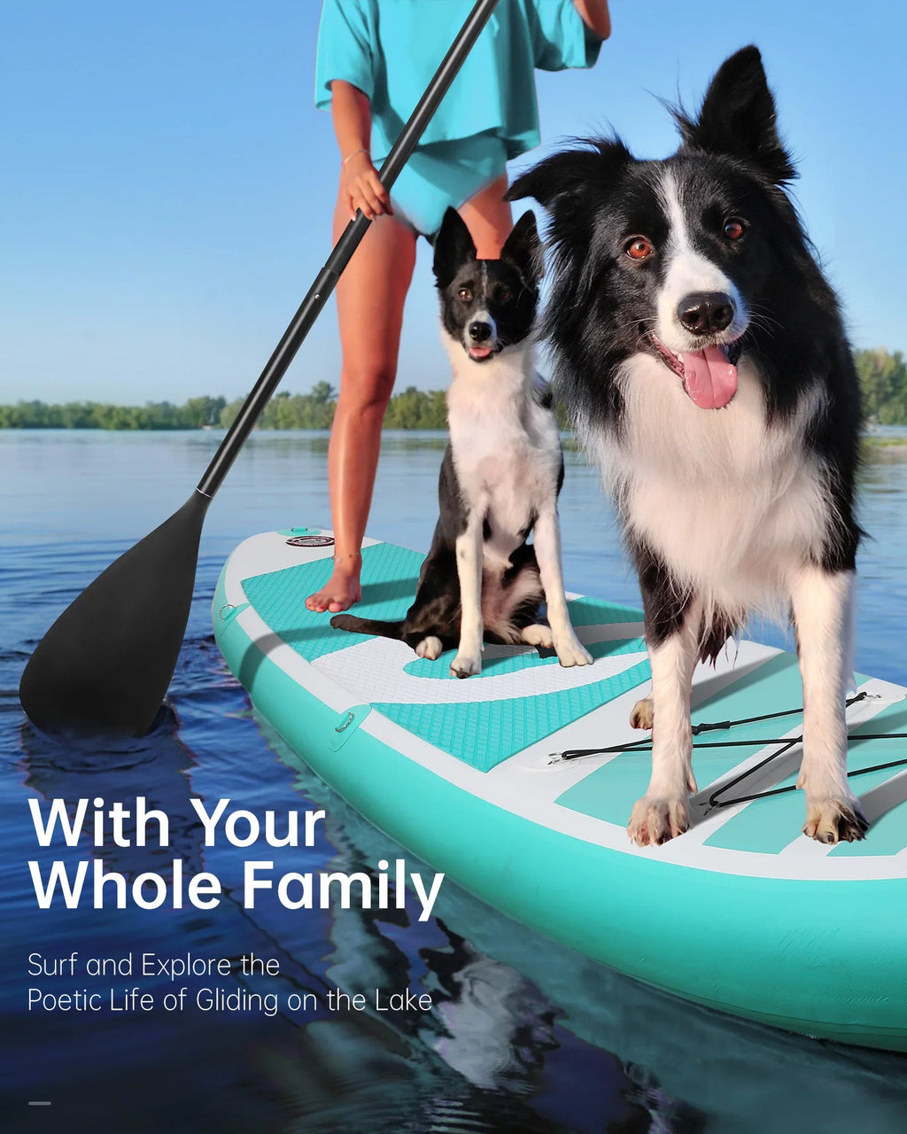 Board SUP Stand with Paddle & Board Summer for Up Youth Paddle Board Inflatable 120"x30"x6" Adults
