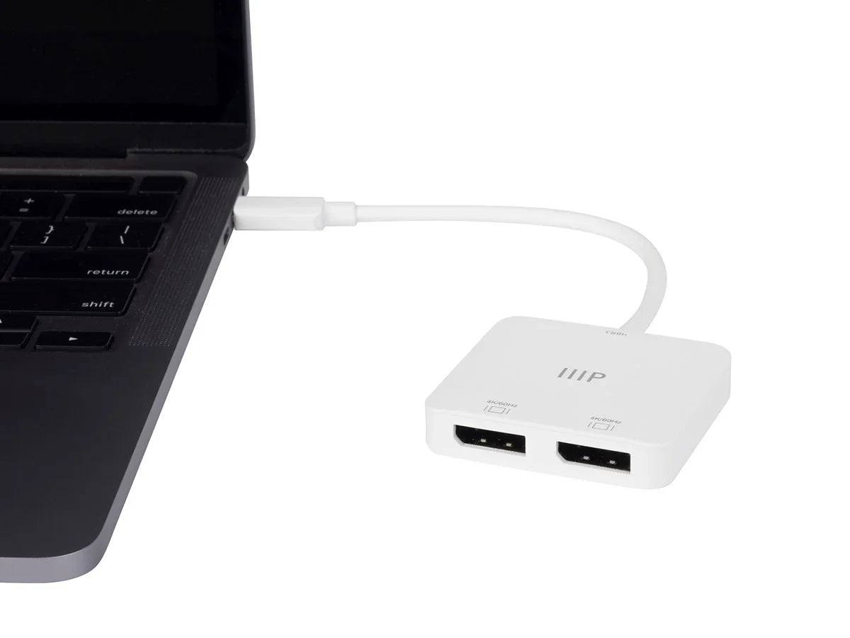 with with Thunderbolt 3 to Compatible Devices 4K@60Hz) Dual 4K USB-C DisplayPort Windows (Dual and Adapter MacOS Monoprice