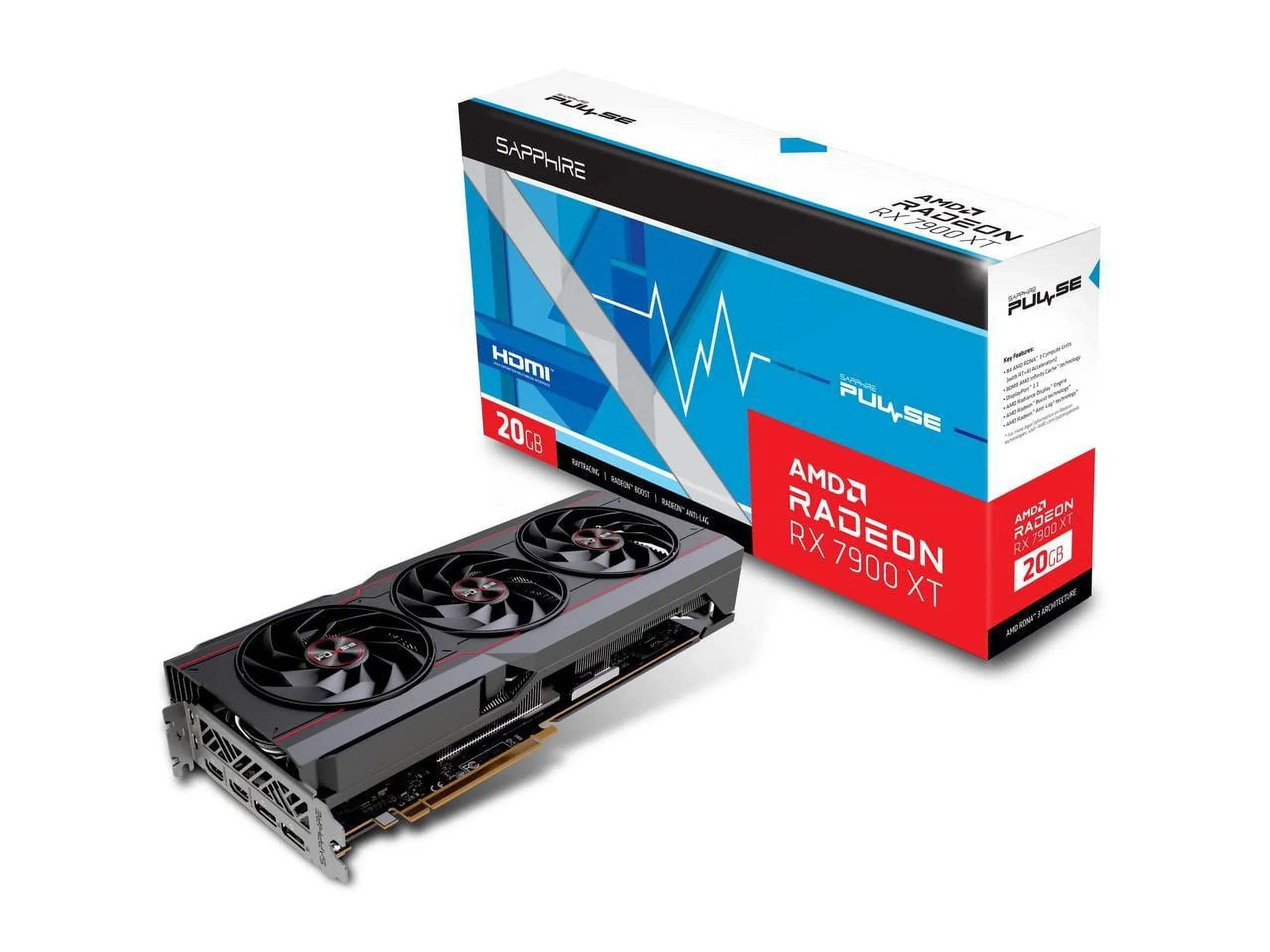 PCI 7900 GDDR6 PULSE ATX XT 20GB SAPPHIRE RX 11323-02-20G Express Card 4.0 Video Radeon x16
