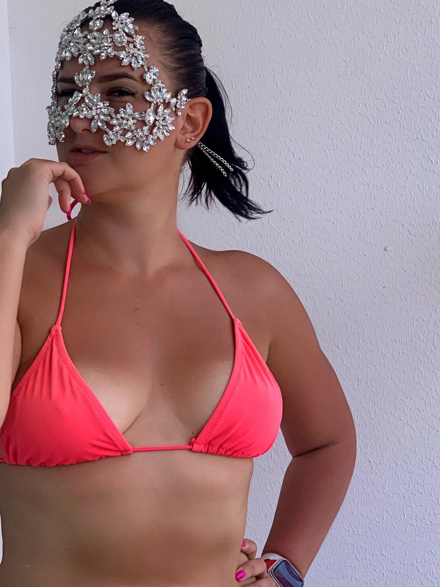 Rhinestone Masks Masquerade Women Face Face for Chain Mask Crystal Mask Halloween