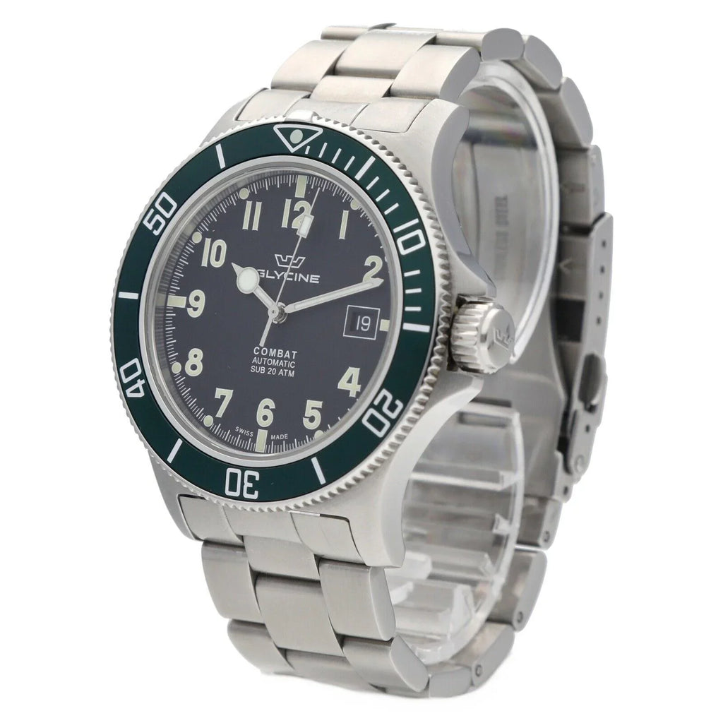 Men's Bezel Steel GL.0253 Green 42mm Combat Automatic Stainless Watch Glycine