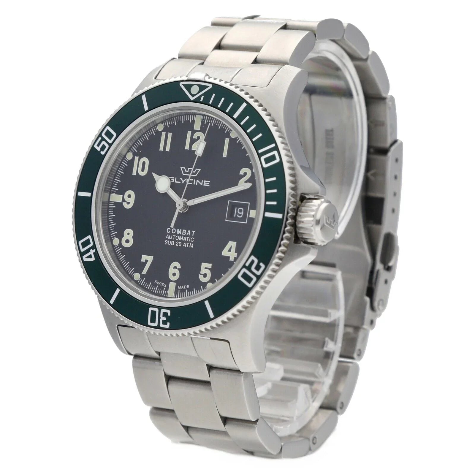 Men's Bezel Steel GL.0253 Green 42mm Combat Automatic Stainless Watch Glycine